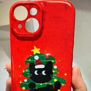 SHEIN Festive Red Cat Christmas Phone Case